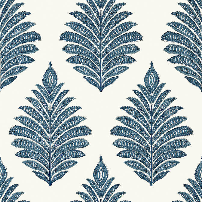 Palampore Leaf Blue and White AT78725 by Anna French Wallpaper Anna French Wallpaper Palampore Leaf Blue and White AT78725Wallpaper Palampore Non Woven Wallpaper U.S.A. </p><p>Repeat: V: 25.25 27 - Fabric Carolina -