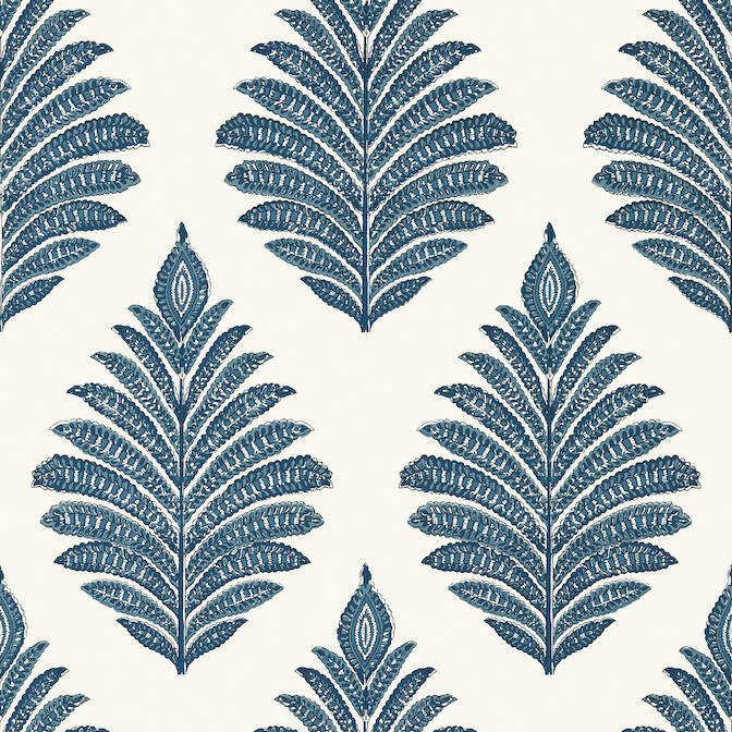 Palampore Leaf Blue and White AT78725 by Anna French Wallpaper Anna French Wallpaper Palampore Leaf Blue and White AT78725Wallpaper Palampore Non Woven Wallpaper U.S.A. </p><p>Repeat: V: 25.25 27 - Fabric Carolina -