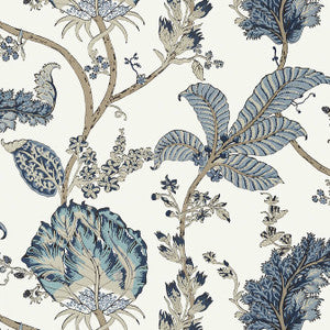 Kalamkari Vine Blue and White AT78738 by Anna French Wallpaper
