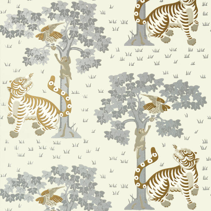 Kahna Metallic Gold and Silver AT78779 by Anna French Wallpaper Anna French Wallpaper Kahna Metallic Gold and Silver AT78779Wallpaper Palampore Non Woven Wallpaper UNITED KINGDOM </p><p>Repeat: V: 21 27 - Fabric Carolina -