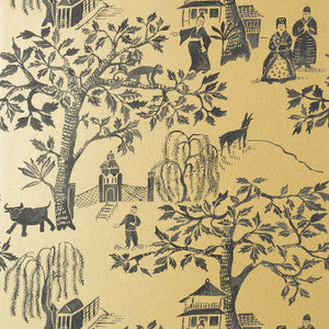 Willow Wood Metallic Gold AT7916 by Anna French Wallpaper