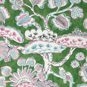 Tree House Pink and Green AT9866 by Anna French Wallpaper