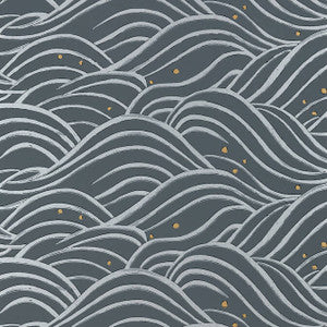 Waves Charcoal AT9876 by Anna French Wallpaper