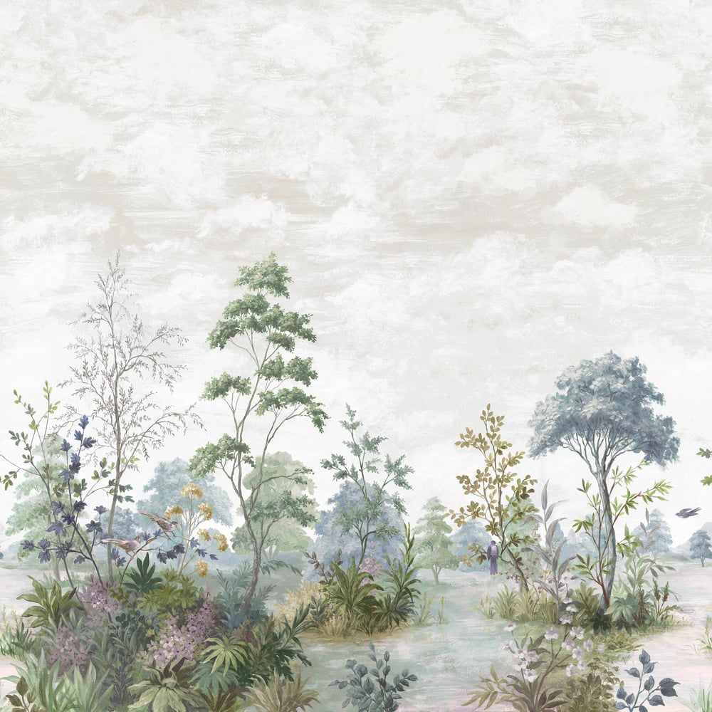 Cumbria Mural Pale Blue and Green on Pearl ATM16154 by Thibaut Wallpaper Thibaut Wallpaper Cumbria Mural Pale Blue and Green on Pearl ATM16154Wallpaper SOLEIL TEXTURES Non Woven 2 Panel Mural Set U.S.A </p><p>Repeat: H: , V: 108 in  (274.32 cm) - Fabric Carolina -