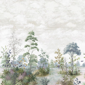 Cumbria Mural Pale Blue and Green on Pearl ATM16154 by Thibaut Wallpaper
