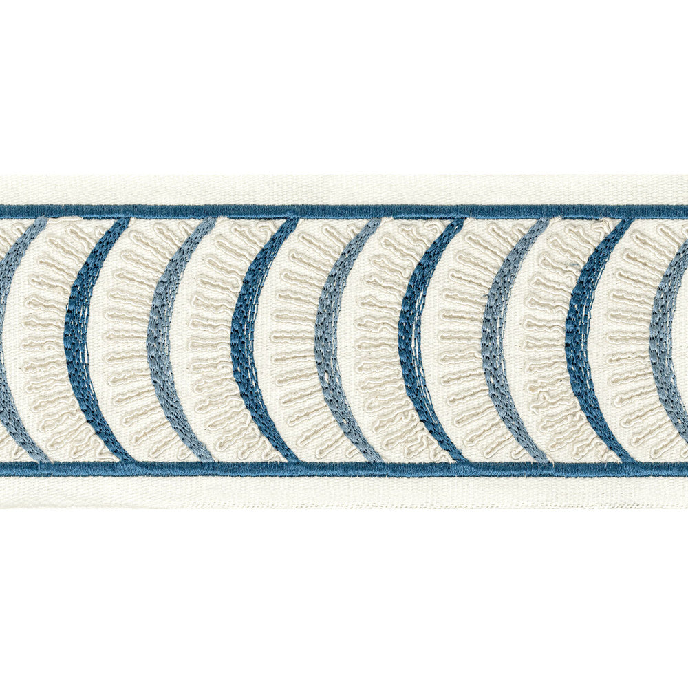Aura Tape 1 Denim by Stout Trim Stout Trim Aura Tape 1 DenimTrim STITCHED UP TRIM 100%COT %BEMB INDIA </p><p>Repeat: H: 4.000, V: 1.875 4 in - Fabric Carolina -