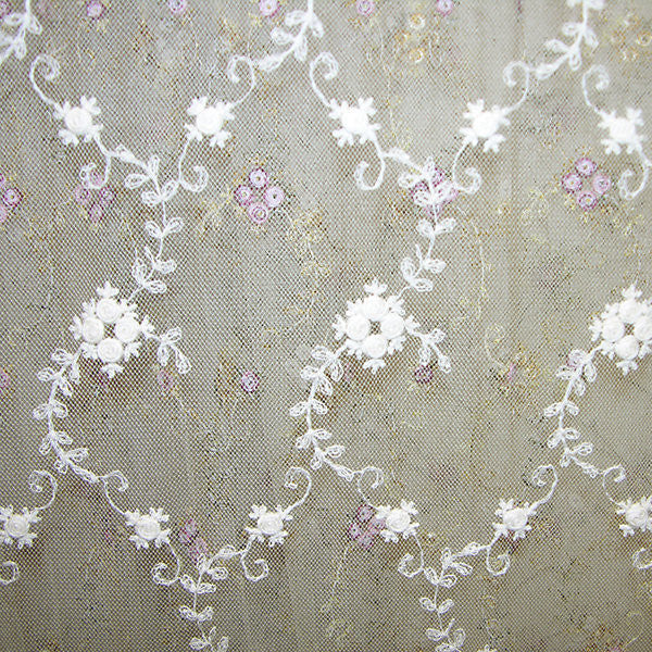 Florinette Sheer/Ecru 8075-602 by Old World Weavers Fabric 90% NYLON 10% COTTON FRANCE LIGHT DUTY Horizontal: 4" and Vertical: 10.5" 112" - Fabric Carolina -