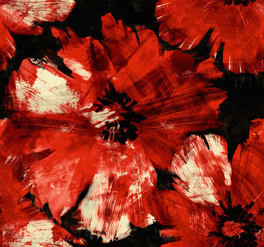 Curie Abstract Floral Metallic Gold and Crimson by Seabrook Wallpaper Avant Garde United States 60.75 25.2" 27" - Fabric Carolina -
