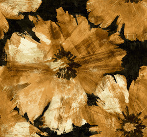 Curie Abstract Floral Metallic Gold and Ebony by Seabrook Wallpaper