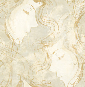 Chadwick Portrait Metallic Gold and Off-White by Seabrook Wallpaper
