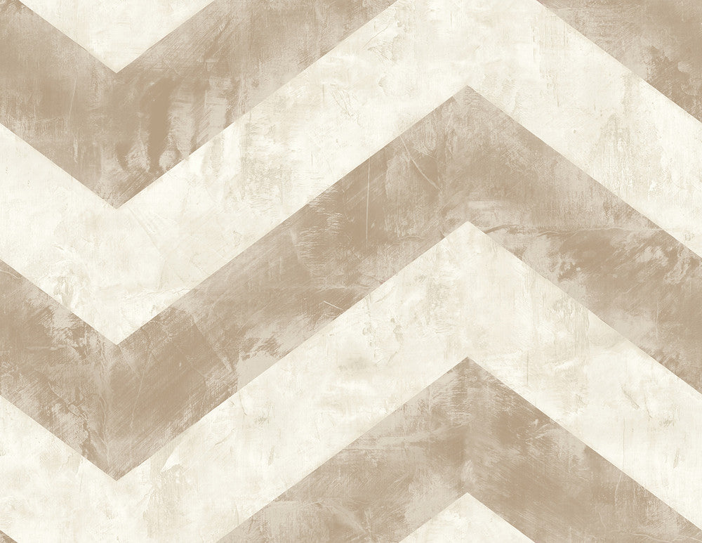 Hubble Chevron Metallic Taupe and Ivory by Seabrook Wallpaper Avant Garde United States 60.75 20.87" 27" - Fabric Carolina -