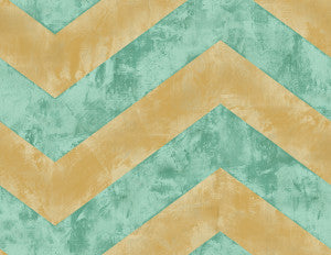 Hubble Chevron Metallic Gold and Teal by Seabrook Wallpaper