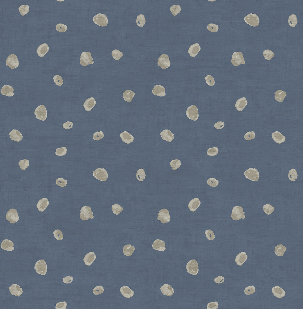 Hubble Dots Metallic Blue and Silver by Seabrook Wallpaper Avant Garde United States 56.05 20.87" 20.5" - Fabric Carolina -