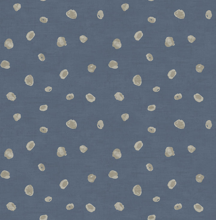 Hubble Dots Metallic Blue and Silver by Seabrook Wallpaper Avant Garde United States 56.05 20.87" 20.5" - Fabric Carolina -