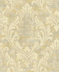 Kepler Damask Metallic Pearl and Gold by Seabrook Wallpaper