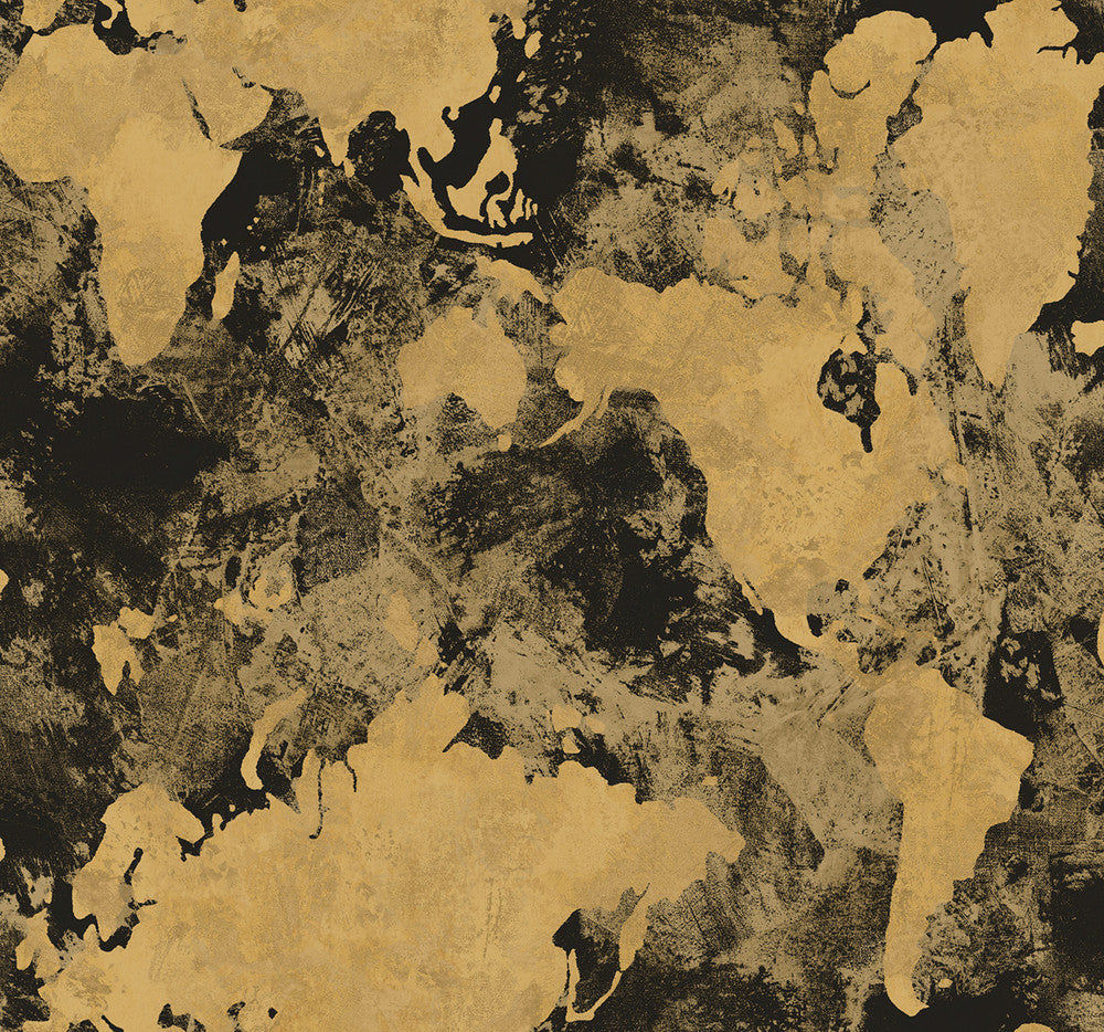 Galileo Faux Metallic Gold and Ebony by Seabrook Wallpaper Avant Garde United States 60.75 25.2" 27" - Fabric Carolina -