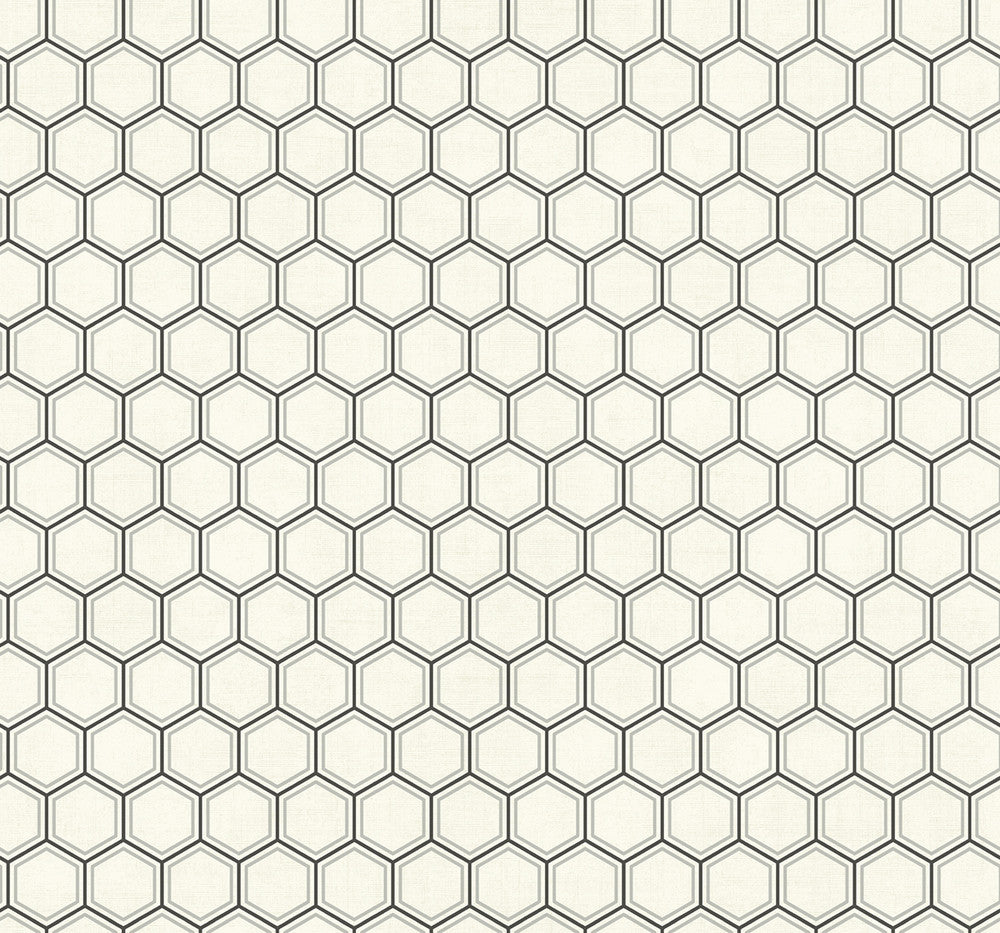 Curie Geo Metallic Silver and Black by Seabrook Wallpaper Avant Garde United States 60.75 3.6" 27" - Fabric Carolina -