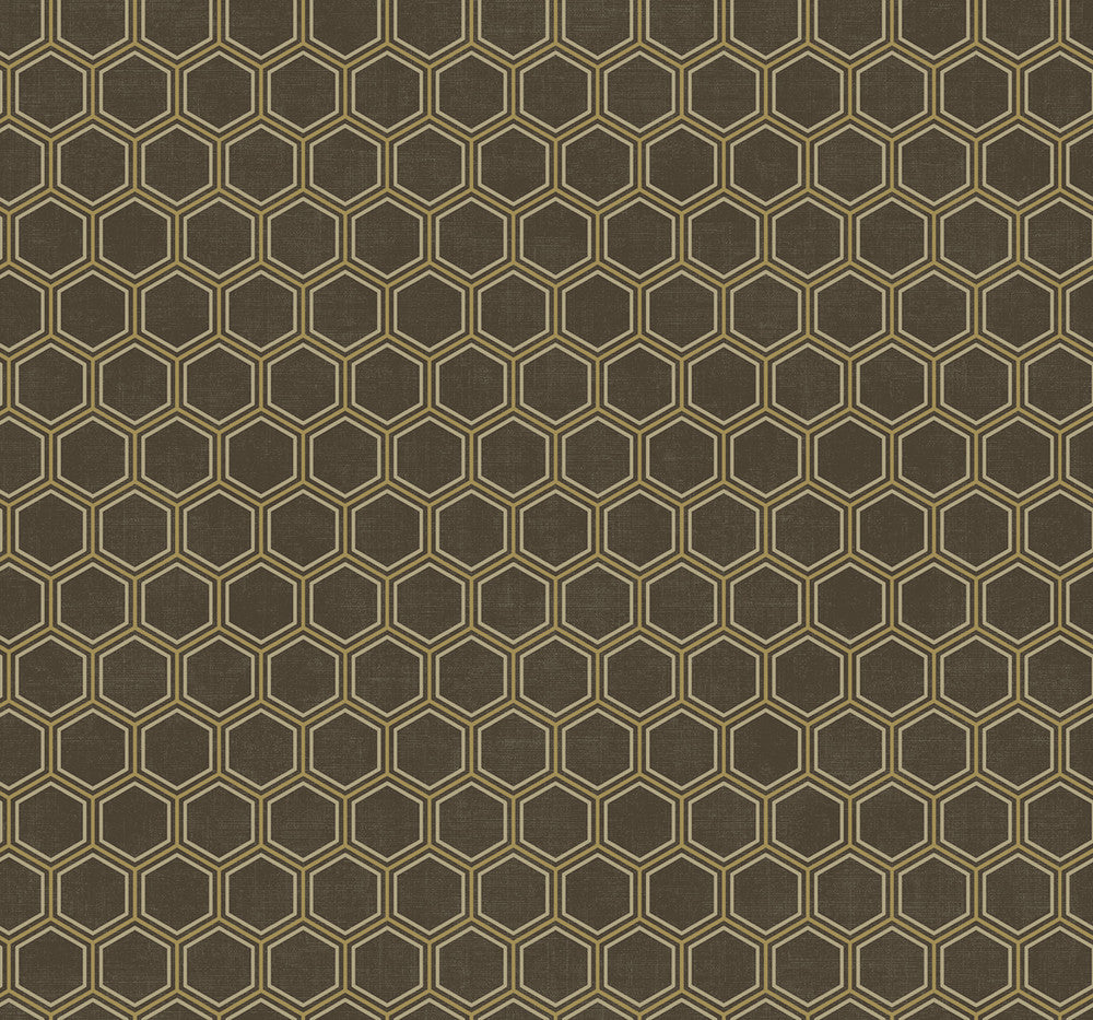 Curie Geo Metallic Gold and Espresso by Seabrook Wallpaper Avant Garde United States 60.75 3.6" 27" - Fabric Carolina -
