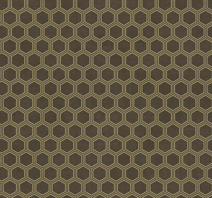 Curie Geo Metallic Gold and Espresso by Seabrook Wallpaper Avant Garde United States 60.75 3.6" 27" - Fabric Carolina -