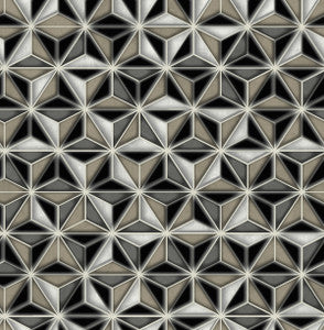 Einstein Geometric Metallic Silver and Black by Seabrook Wallpaper