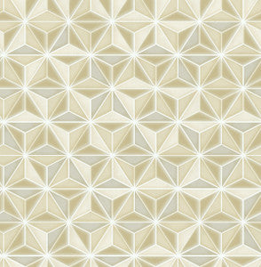 Einstein Geometric Metallic Gold and Off-White by Seabrook Wallpaper