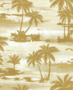 Moseley Palm Trees Off-White and Gold by Seabrook Wallpaper