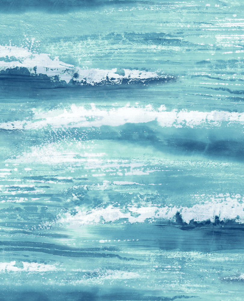 Moseley Waves Metallic Blue and White by Seabrook Wallpaper Avant Garde United States 56.05 25.2" 20.5" - Fabric Carolina -