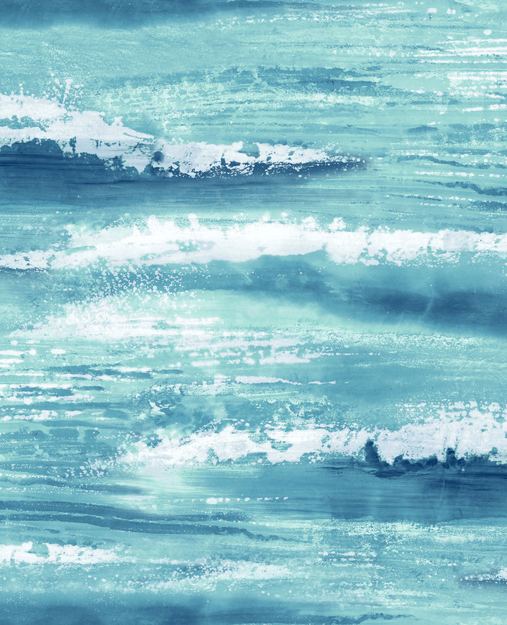 Moseley Waves Metallic Blue and White by Seabrook Wallpaper Avant Garde United States 56.05 25.2" 20.5" - Fabric Carolina -