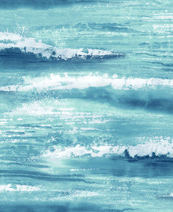 Moseley Waves Metallic Blue and White by Seabrook Wallpaper