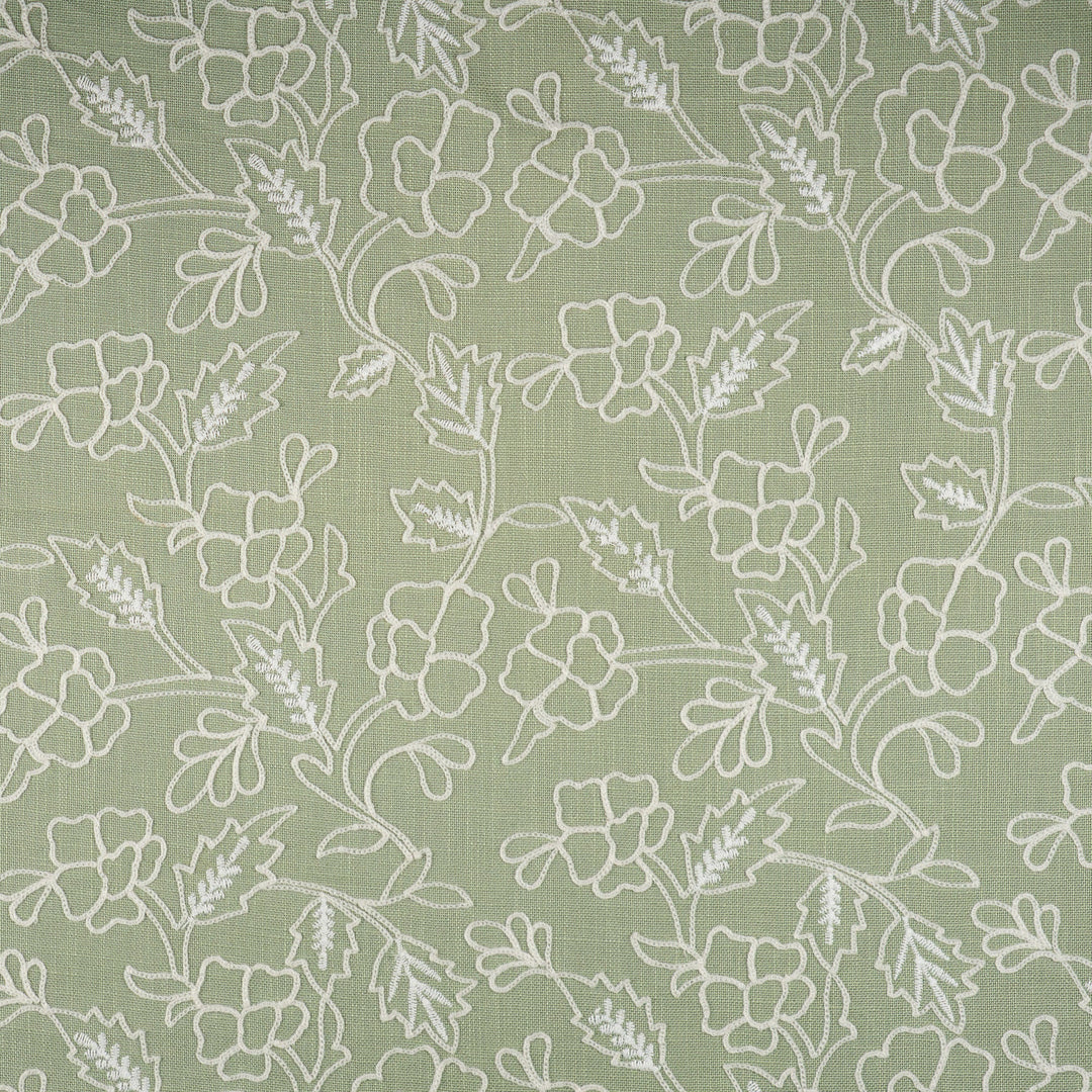 Asbury # 605 Celadon by Maxwell Designer Fabric Color Theory-Vol. X Juniper 100% COTTON EMB.-100% POLYESTER INDIA V-9" H-7.7" W: 54" EMB: 52.8" - Swanky Fabrics -