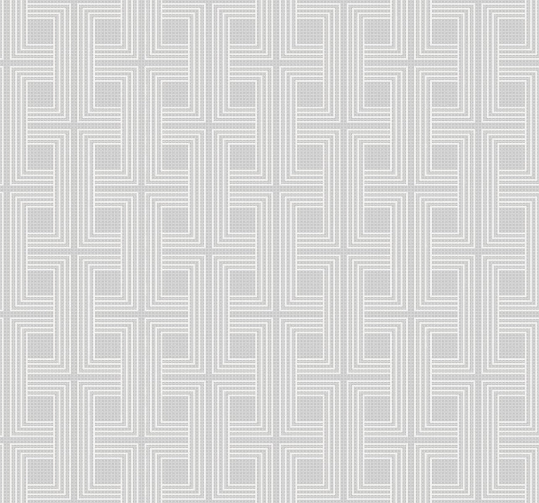 Interlocking Squares Metallic Gray and Off-White AW71600 by Seabrook Designs Designer Wallpaper