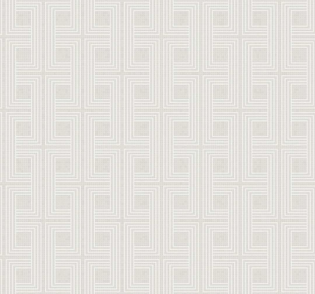 Interlocking Squares Metallic Tan and Off-White AW71603 by Seabrook Designs Designer Wallpaper