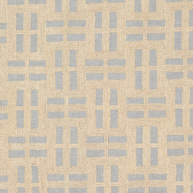 Lock Embroidery Gold on Grey AW73002 by Anna French Fabric Anna French Fabric Lock Embroidery Gold on Grey AW73002Fabric Meridian 52% Vis, 41% Lin, 7% Poly INDIA </p><p>Repeat: V: 6.25 51 - Fabric Carolina -