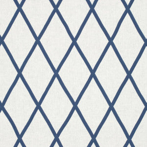 Tarascon Trellis Applique Navy on White AW78708 By Anna French Fabric
