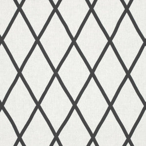 Tarascon Trellis Applique Black on White AW78712 by Anna French Fabric