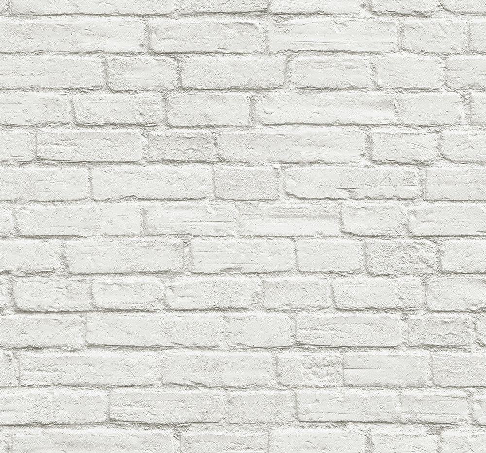 Vintage White Brick Off-White by Seabrook Wallpaper NextWall Peel & Stick United States 30.75 25.2" 20.5" - Fabric Carolina -