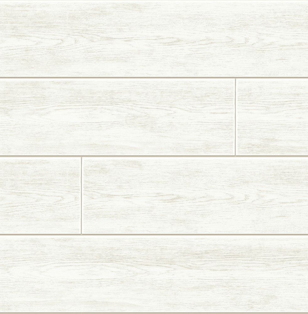 Off-White Shiplap Off-White by Seabrook Wallpaper NextWall Peel & Stick United States 30.75 20.87" 20.5" - Fabric Carolina -