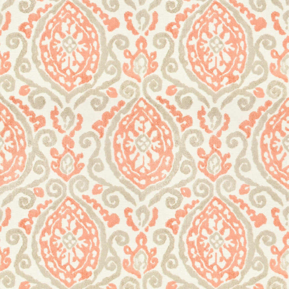 Aziza 1 Coral by Stout Fabric COMFORTABLE LIVING CORAL/SHRIMP 76%SVI 24%POL CHINA FLAME RETARDANT-U.F.A.C. CLASS 1 CATB 117-2013 WYZENBEEK 50 000 DOUBLE RUB WEAR TEST (HEAVY DUTY) Horizontal: 13.875 and Vertical: 18.5 55 in - Fabric Carolina -
