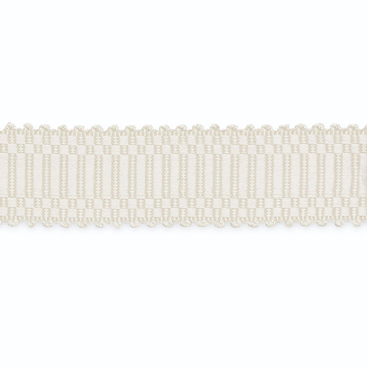 Eugenie Picot-Edge Braid White B107-1 by Schumacher Trim SCHUMACHER TRIM PROGRAM See Sample UNITED STATES OF AMERICA TO BE DETERMINED </p><p>Repeat: Horizontal: - and Vertical: - 1 1/2" WIDE (4CM) - Fabric Carolina -