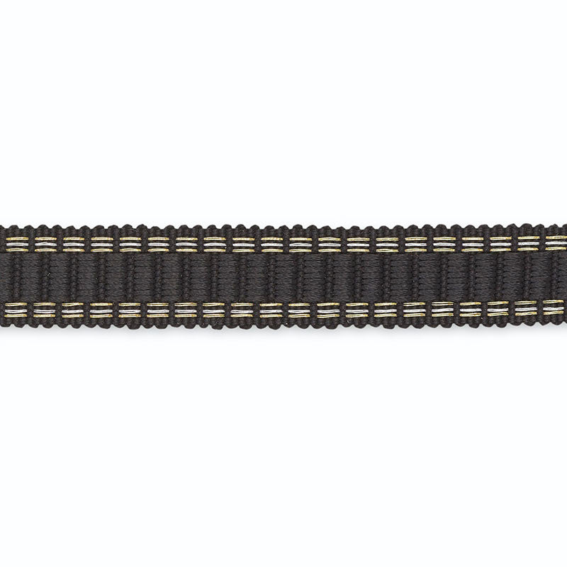 Devon Braid Onyx/Metallic B130-12 by Schumacher Trim SCHUMACHER TRIM PROGRAM See Sample UNITED STATES OF AMERICA TO BE DETERMINED </p><p>Repeat: Horizontal: - and Vertical: - 0 5/8" WIDE (2CM) - Fabric Carolina -