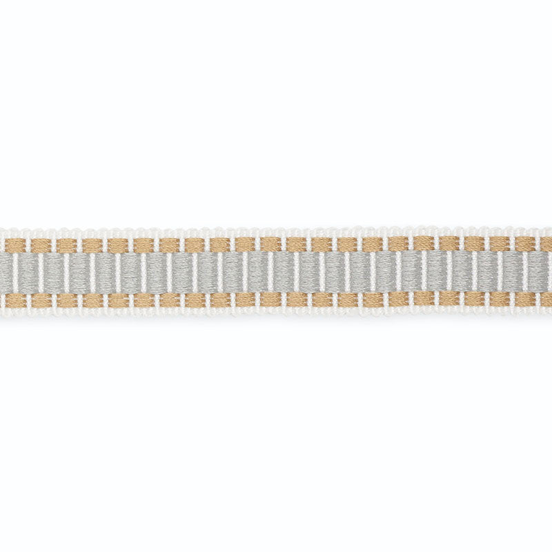 Devon Braid White/Moonstone/Fog B130-3 by Schumacher Trim SCHUMACHER TRIM PROGRAM See Sample UNITED STATES OF AMERICA TO BE DETERMINED </p><p>Repeat: Horizontal: - and Vertical: - 0 5/8" WIDE (2CM) - Fabric Carolina -