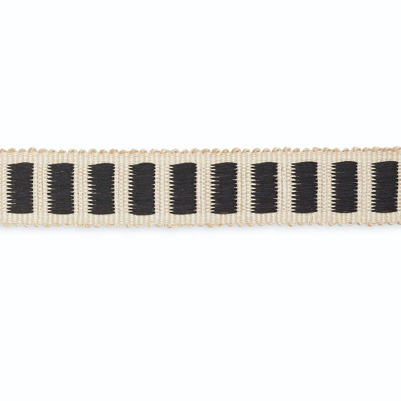 Aubrey Braid Ivory/Ebony B154-7 by Schumacher Trim SCHUMACHER TRIM PROGRAM See Sample UNITED STATES OF AMERICA TO BE DETERMINED </p><p>Repeat: Horizontal: - and Vertical: - 1" WIDE (3CM) - Fabric Carolina -