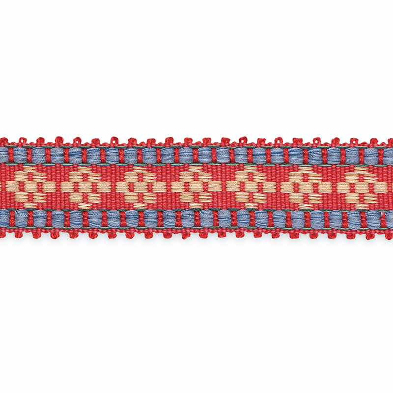Mary Kay Braid Cherry/Lapis/Mocha B211-2 by Schumacher Trim SCHUMACHER TRIM PROGRAM COTTON 75% RAYON 25% UNITED STATES OF AMERICA </p><p>Repeat: Horizontal: and Vertical: 1.375 - Fabric Carolina -