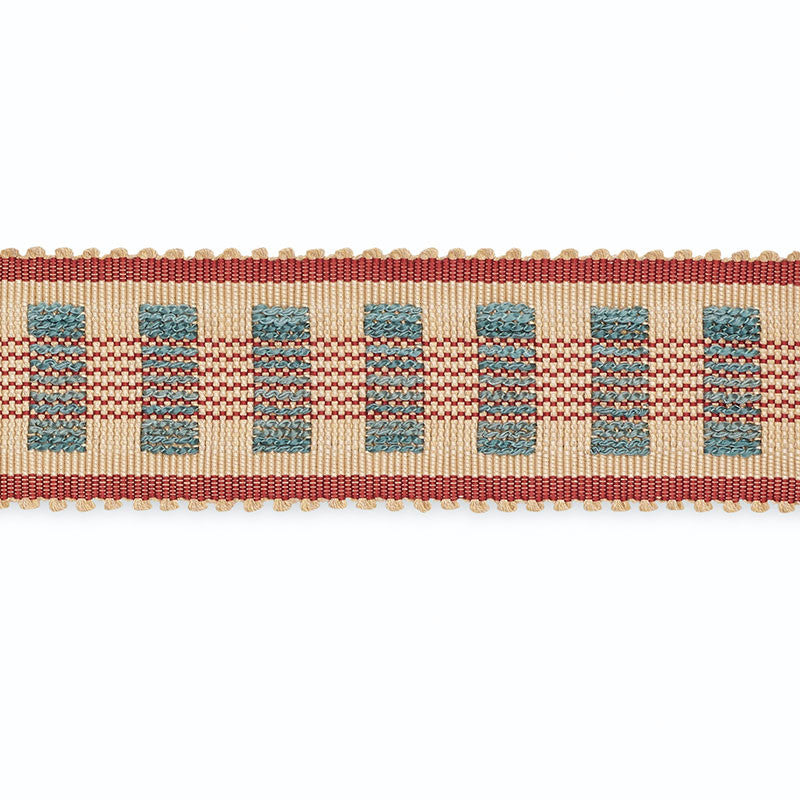 Lucinda Braid 7/8" Ecru/Delft/Garnet B220-5 by Schumacher Trim SCHUMACHER TRIM PROGRAM See Sample UNITED STATES OF AMERICA TO BE DETERMINED </p><p>Repeat: Horizontal: - and Vertical: - 1 6/8" WIDE (4CM) - Fabric Carolina -