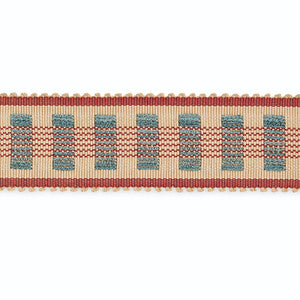 Lucinda Braid 7/8" Ecru/Delft/Garnet B220-5 by Schumacher Trim
