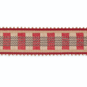 Lucinda Braid 7/8" Khaki/Cranberry/Black B220-9 by Schumacher Trim
