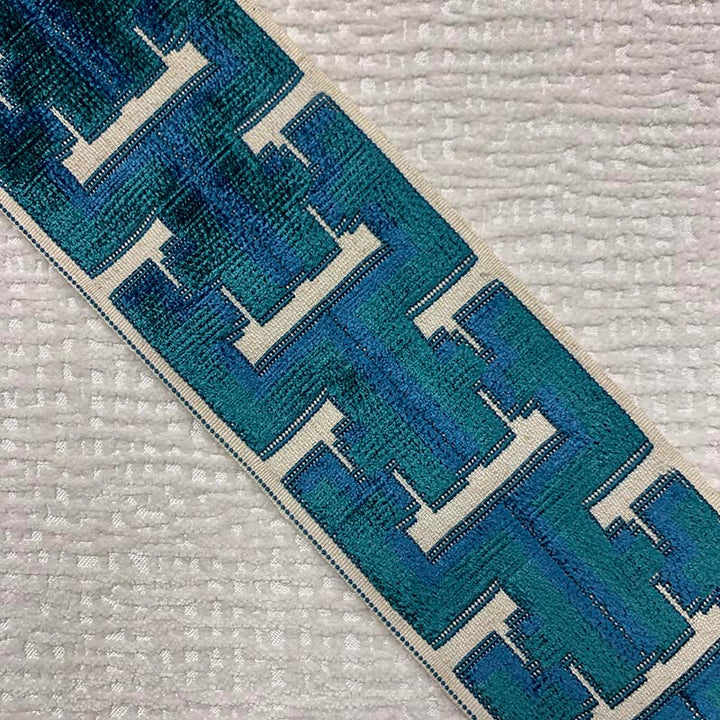 Banks Tape Aqua by Magnolia Trim - 31Poly/58Ray/11Lin China Horizontal: and Vertical: 3.5 - Fabric Carolina -