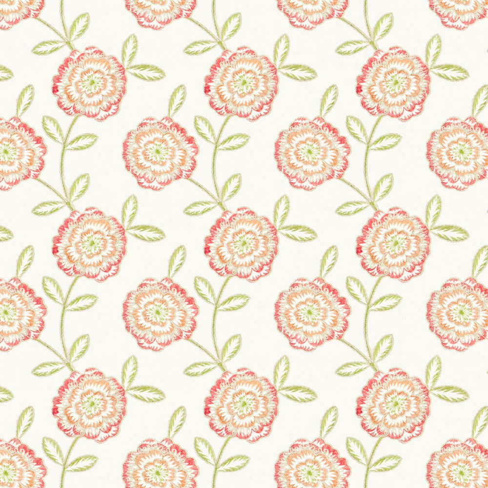 Bates 1 Tuttifrutti by Stout Fabric COMFORTABLE LIVING CORAL/SHRIMP 50%COT 50%POL %BEMB INDIA Horizontal: 8.625 and Vertical: 9.125 52 in - Fabric Carolina -