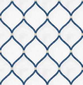 Batik Ivory Navy by Norbar Designer Fabric PRISM SEAVIEW 52 COT/18 POLY/4 LIN/26 RAY 6 3/4"V - 4"H 52 - Swanky Fabrics -