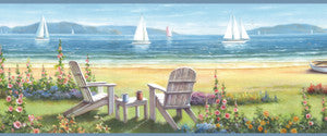 Regatta Blue Seaside Cottage Portrait Wallpaper by Chesapeake